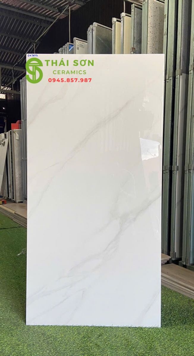 Gạch trắng vân mây 60x120 bóng kiếng nhập khẩu