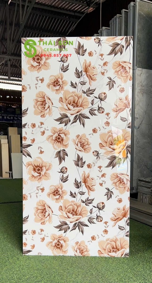 Gạch ốp tường 60x120 apodio họa tiết hoa mẫu đơn