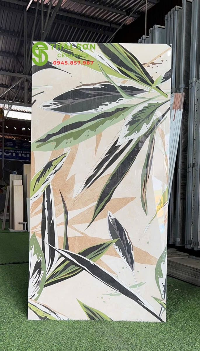 Gạch ốp trang trí 60x120 apodio họa tiết lá cây