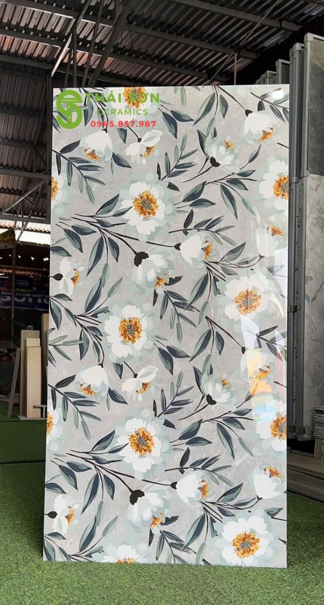 Gạch apodio bóng kiếng 60x120 phong cách họa tiết Modern Floral