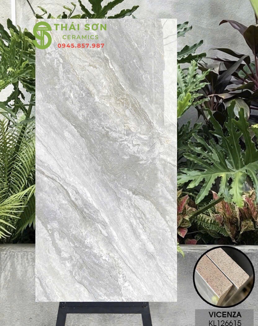 Gạch lát nền 60x120 vicenza vân đá xám bóng kiếng