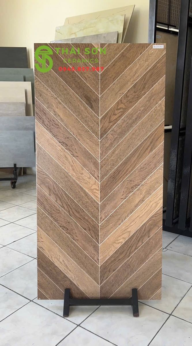 Gạch trung quốc 60x120 ghép xương cá màu nâu