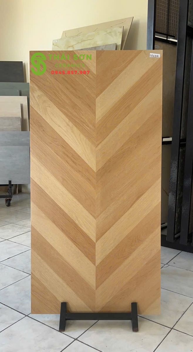 Gạch trung quốc 60x120 ghép xương cá vân gỗ sồi tự nhiên