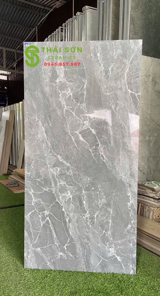 Gạch vicenza 60x120 lát nền xám vân đá
