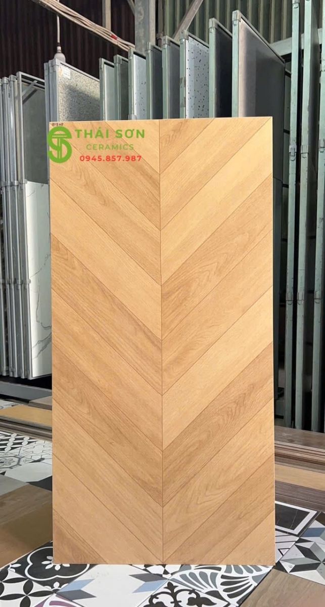 Gạch lát nền 60x120 matt mờ xương cá trung quốc tông vàng gỗ tự nhiên