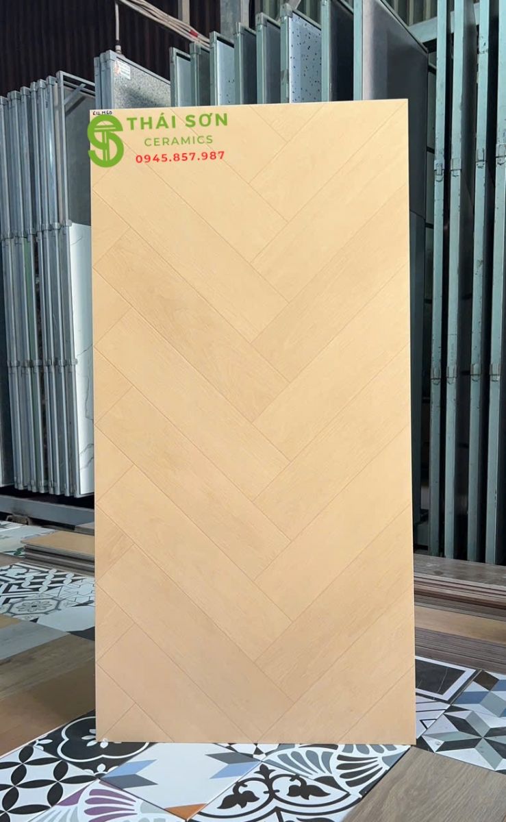Gạch lát nền 60x120 trung quốc matt mờ xương cá tone vàng mỡ gà