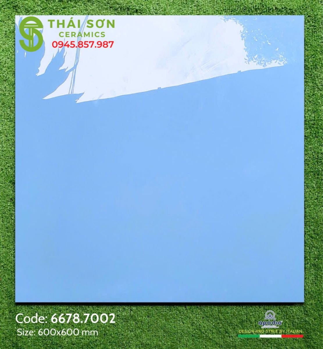 Gạch 60x60 đơn sắc màu xanh biển siêu bóng