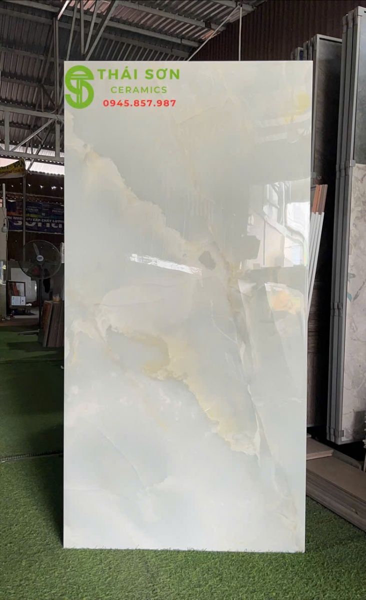 Gạch 80x160 ấn độ lát nền bóng kiếng màu xanh nhẹ