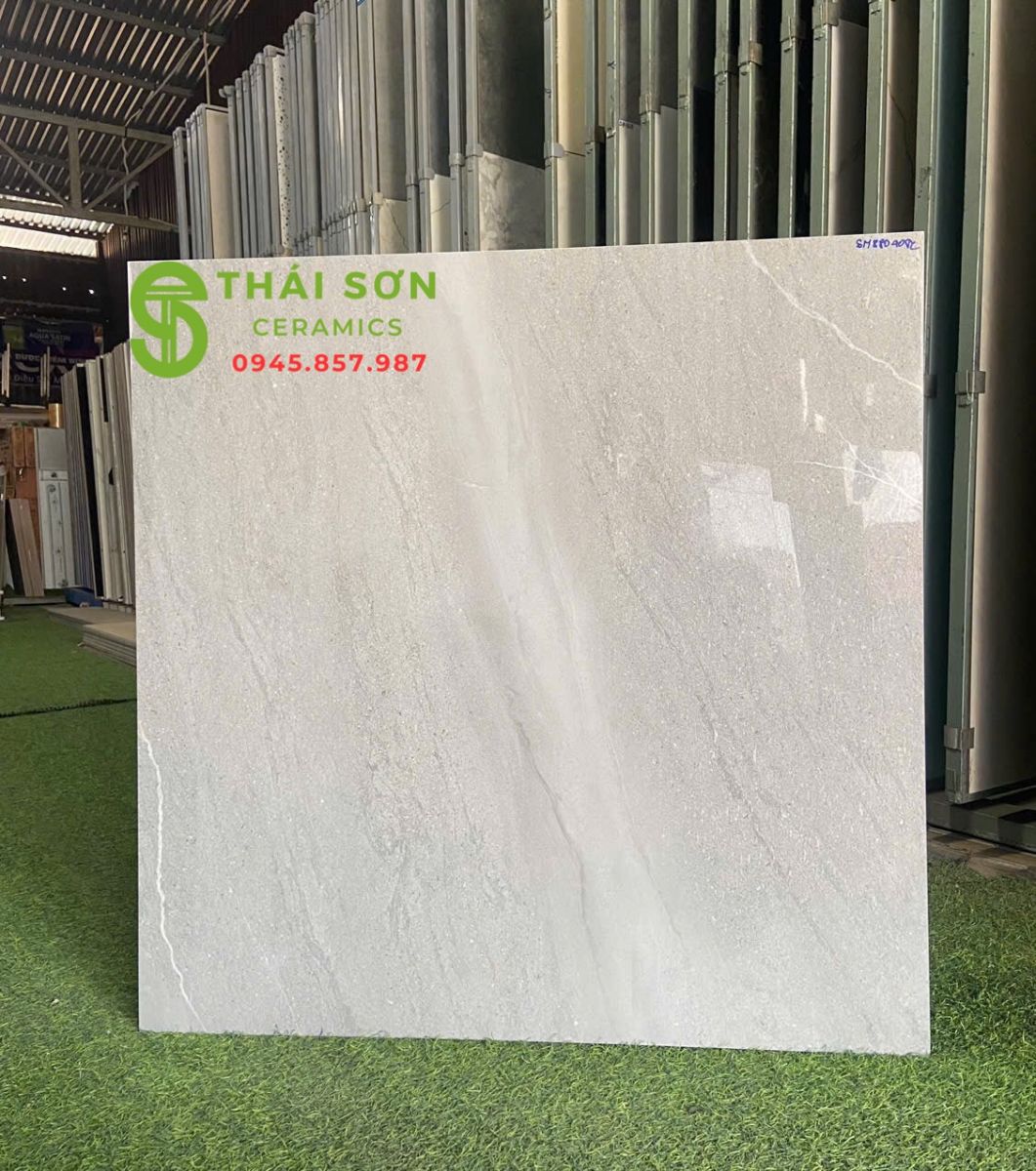 Gạch lát nền màu xám 80x80 TTC bóng kiếng cao cấp
