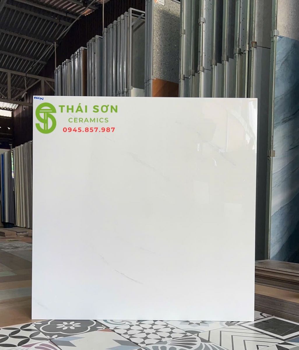 Gạch 80x80 bóng kiếng hà thanh trắng mây nhẹ