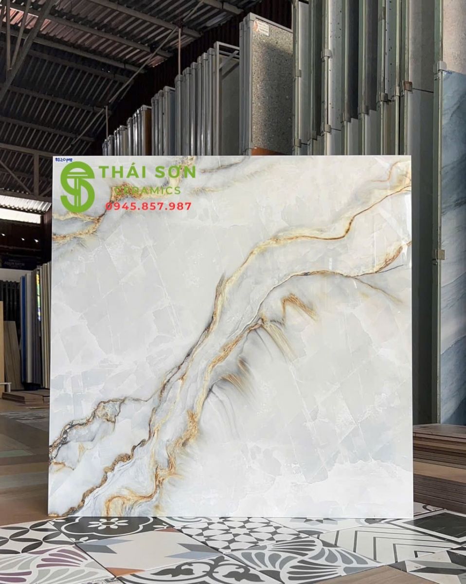 Gạch 80x80 bóng kiếng hà thanh trắng ngọc vân đá onyx