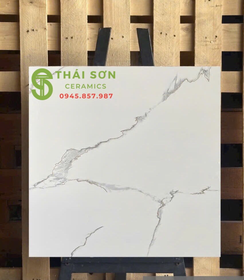 Gạch 80x80 bóng kiếng lát nền hà thanh trắng vân mây