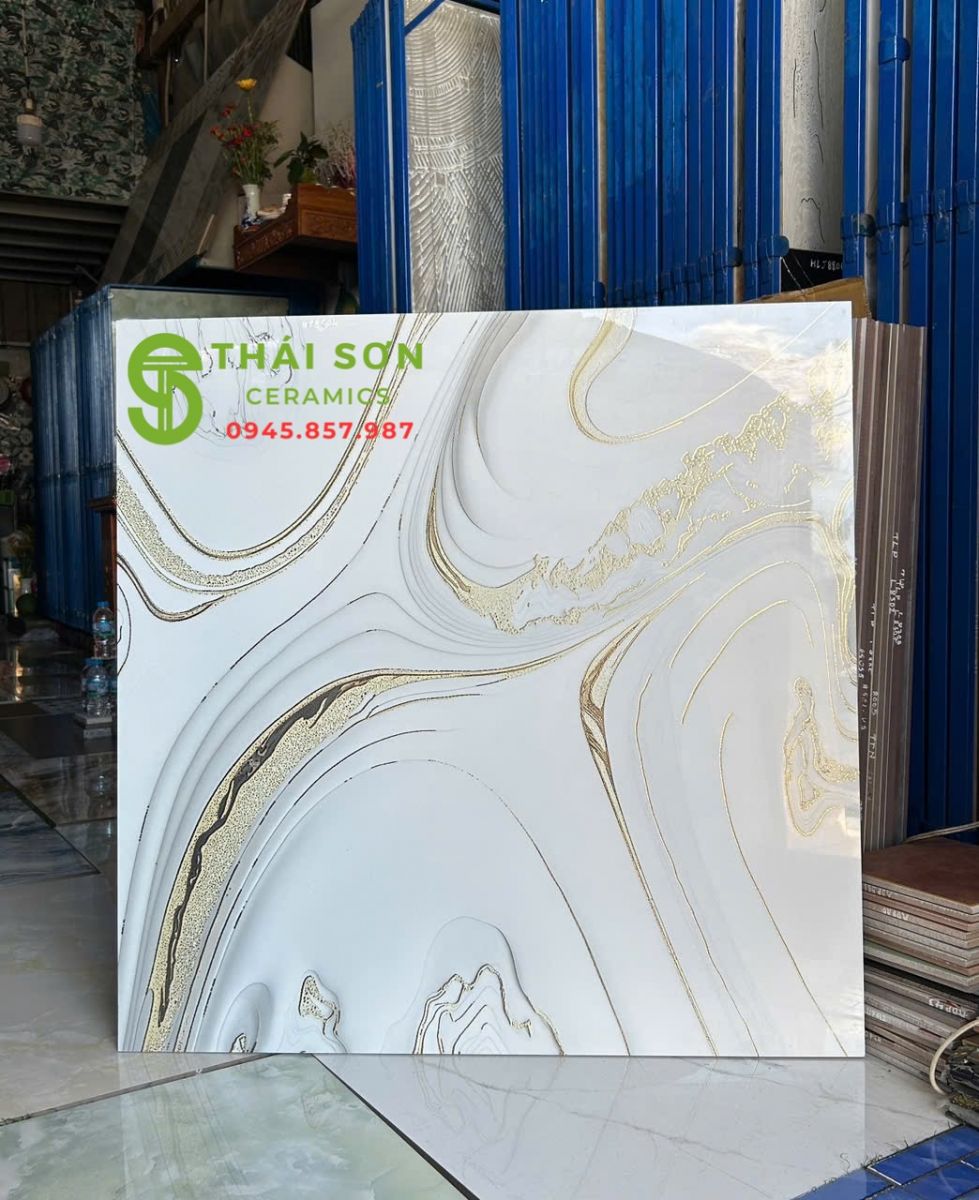 Gạch trung quốc 80x80 lát nền siêu bóng nhũ vàng