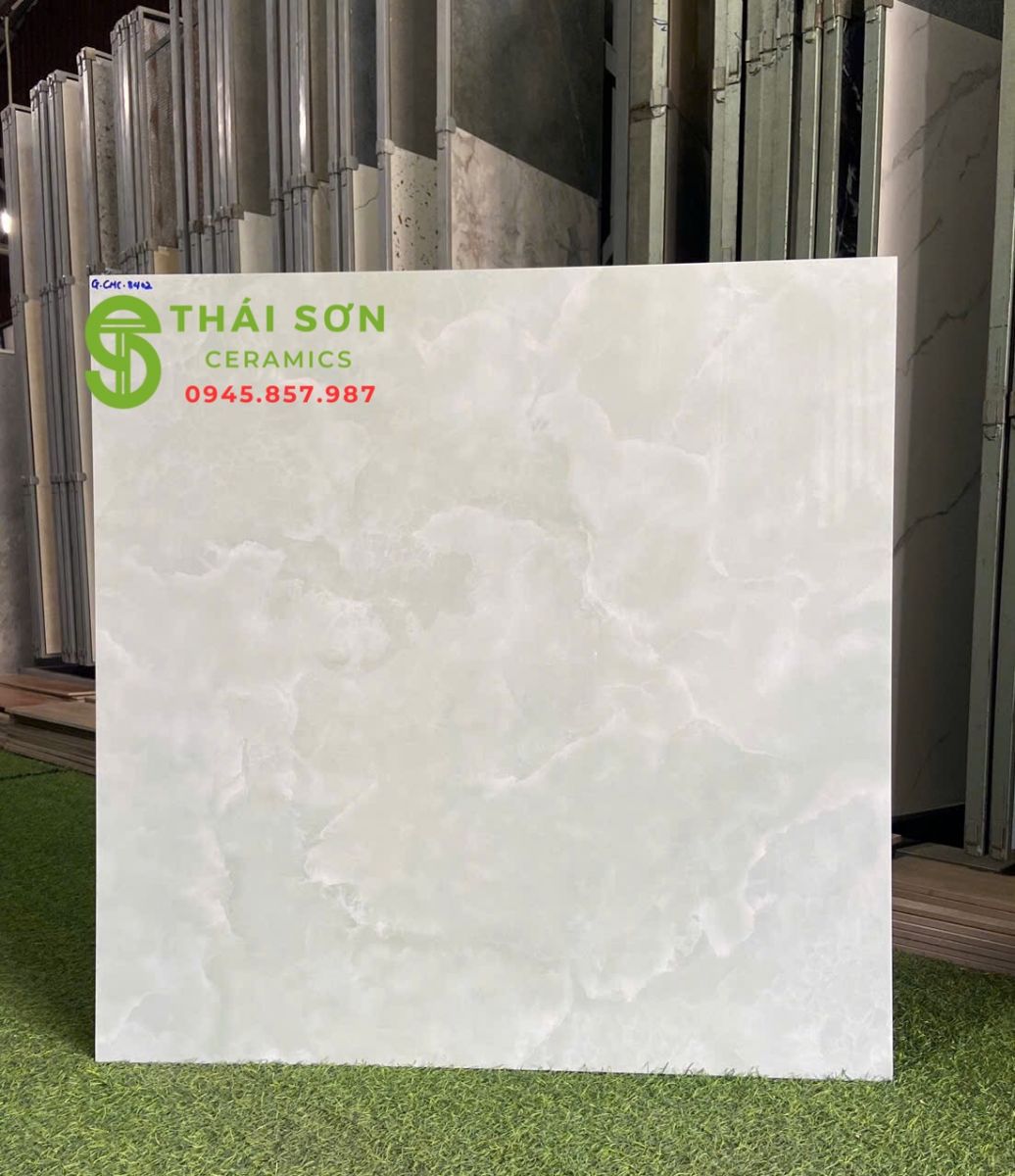 Gạch lát nền vân xanh lá 80x80 cmc bề mặt bóng kiếng