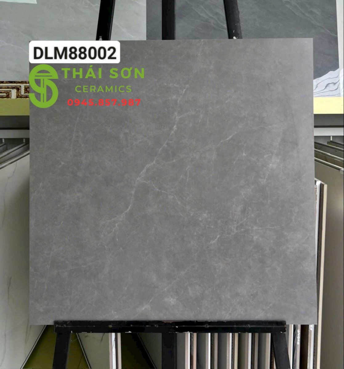 Gạch lát nền trung quốc 80x80 đá mờ màu xám đậm