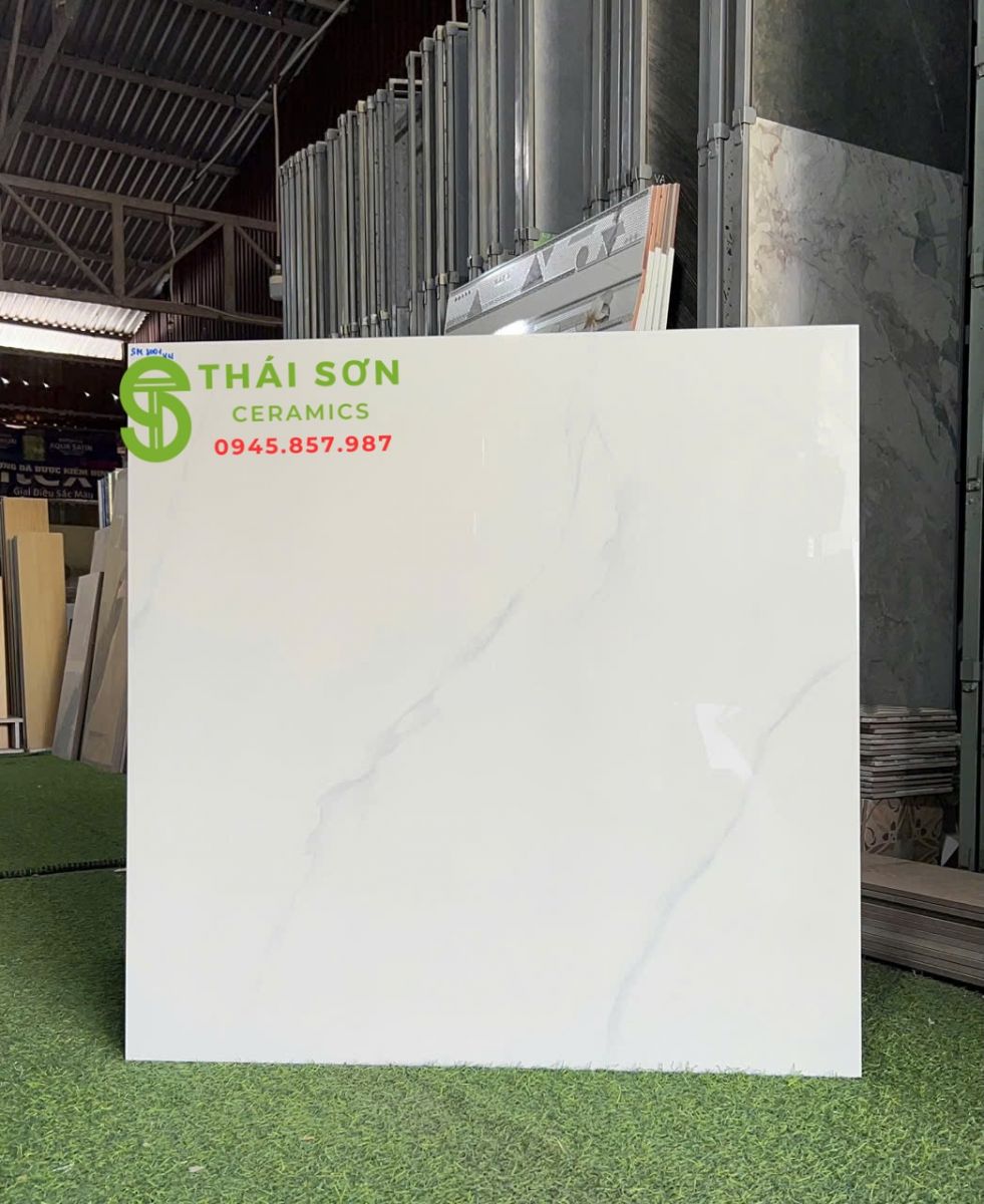 Gạch trắng mây takao 80x80 bóng kiếng