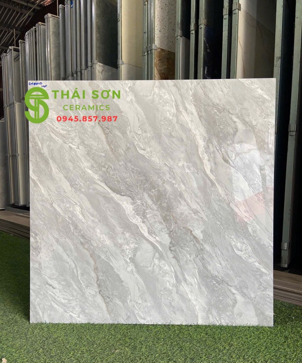 Gạch lát nền 80x80 bóng kiếng vicenza màu xám vân