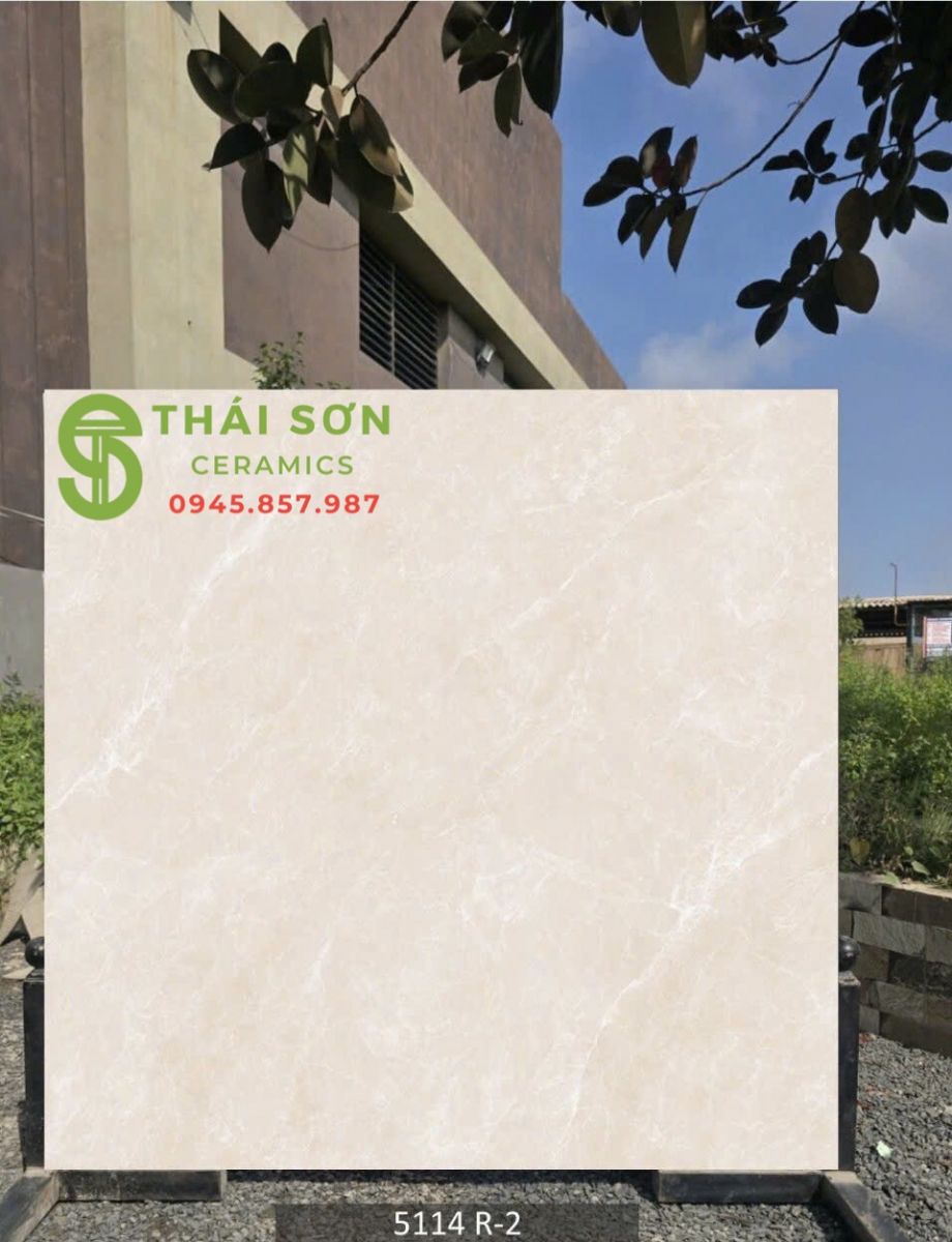 Gạch lát nền màu vàng kem 120x120 bóng kiếng