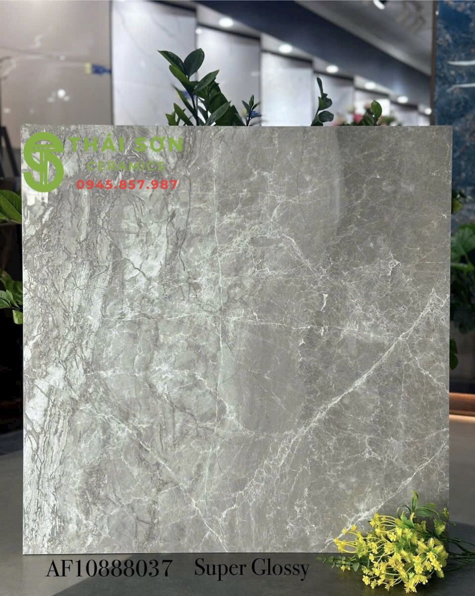 Gạch lát nền 80x80 apodio bóng kiếng màu xám vân