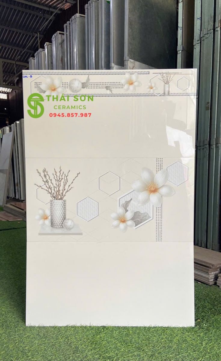 Gạch bóng kiếng 30x60 màu kem vàng ốp tường