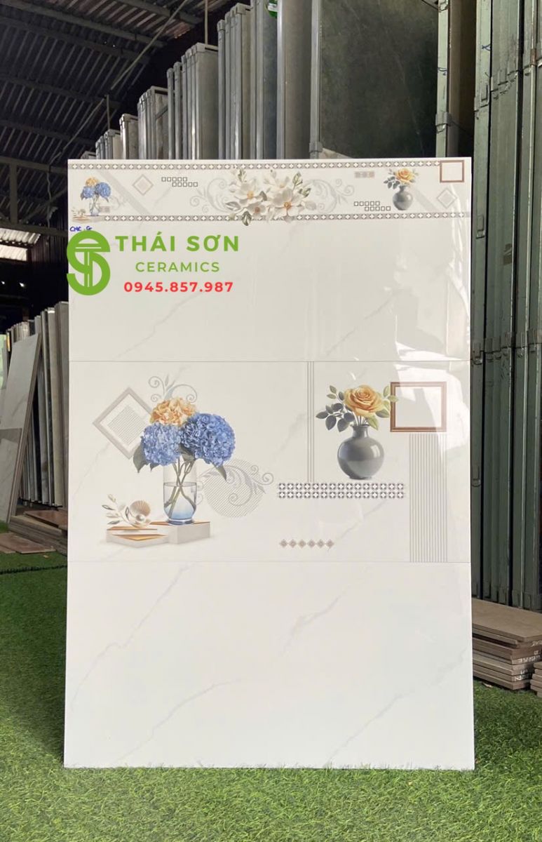 Gạch ốp tường màu trắng vân mây 30x60 cmc bóng kiếng