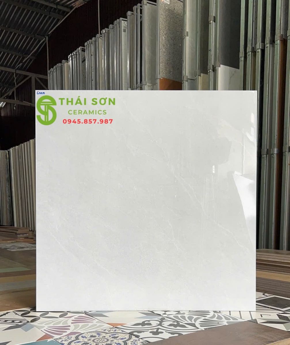 Gạch lát nền 80x80 bóng kiếng cmc tone màu xám vân mây