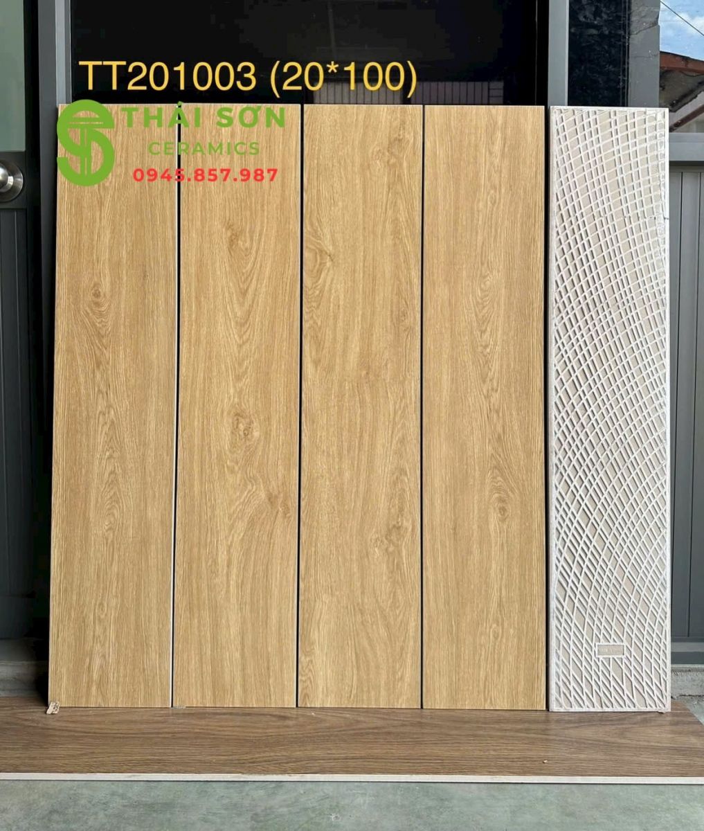 Gạch giả gỗ 20x100 trung quốc lát nền màu vàng nhạt