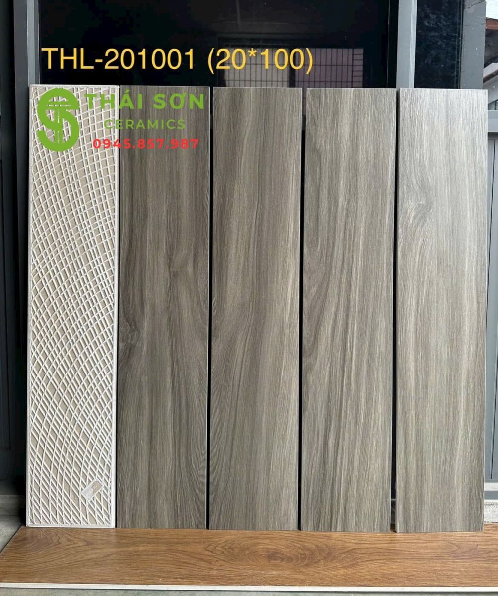 Gạch giả gỗ 20x100 trung quốc lát nền màu xám nâu trầm