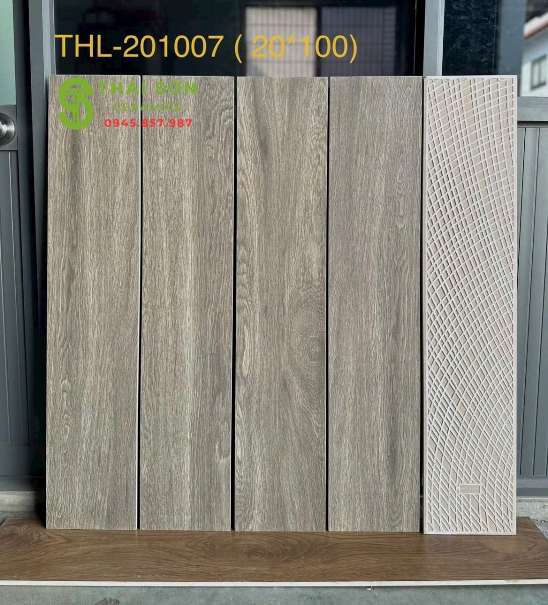 Gạch giả gỗ 20x100 lát nền trung quốc màu xám rêu
