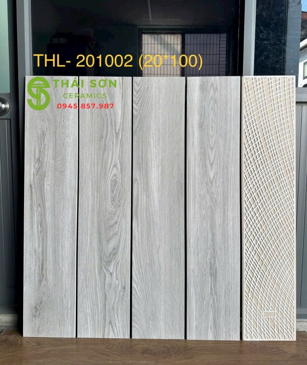 Gạch giả gỗ 20x100 lát nền màu xám trắng trung quốc