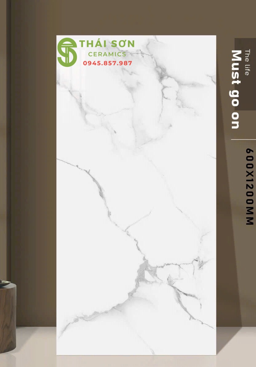 Gạch bóng kiếng 60x120 lát nền trắng vân mây ấn độ