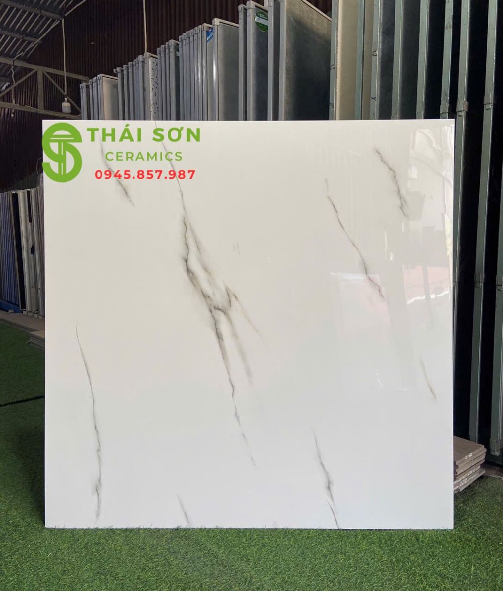 Gạch lát nền trắng vâm mây 120x120 bóng kiếng giá rẻ