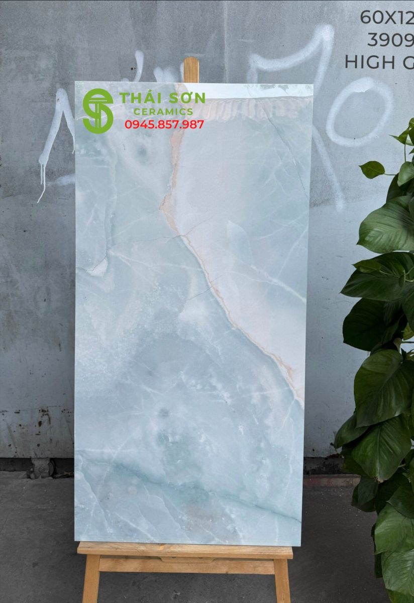 Gạch lát nền 60x120 vân đá xanh siêu bóng