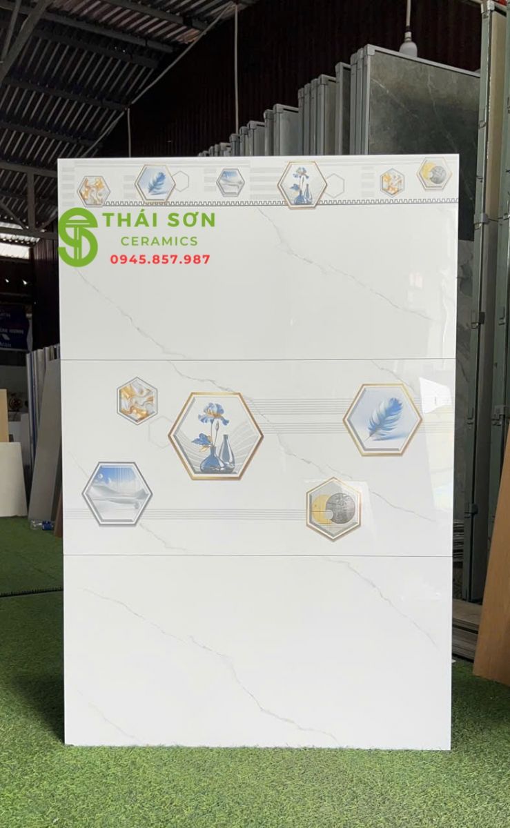 Gạch trắng mây takao 40x80 bóng kính ốp tường