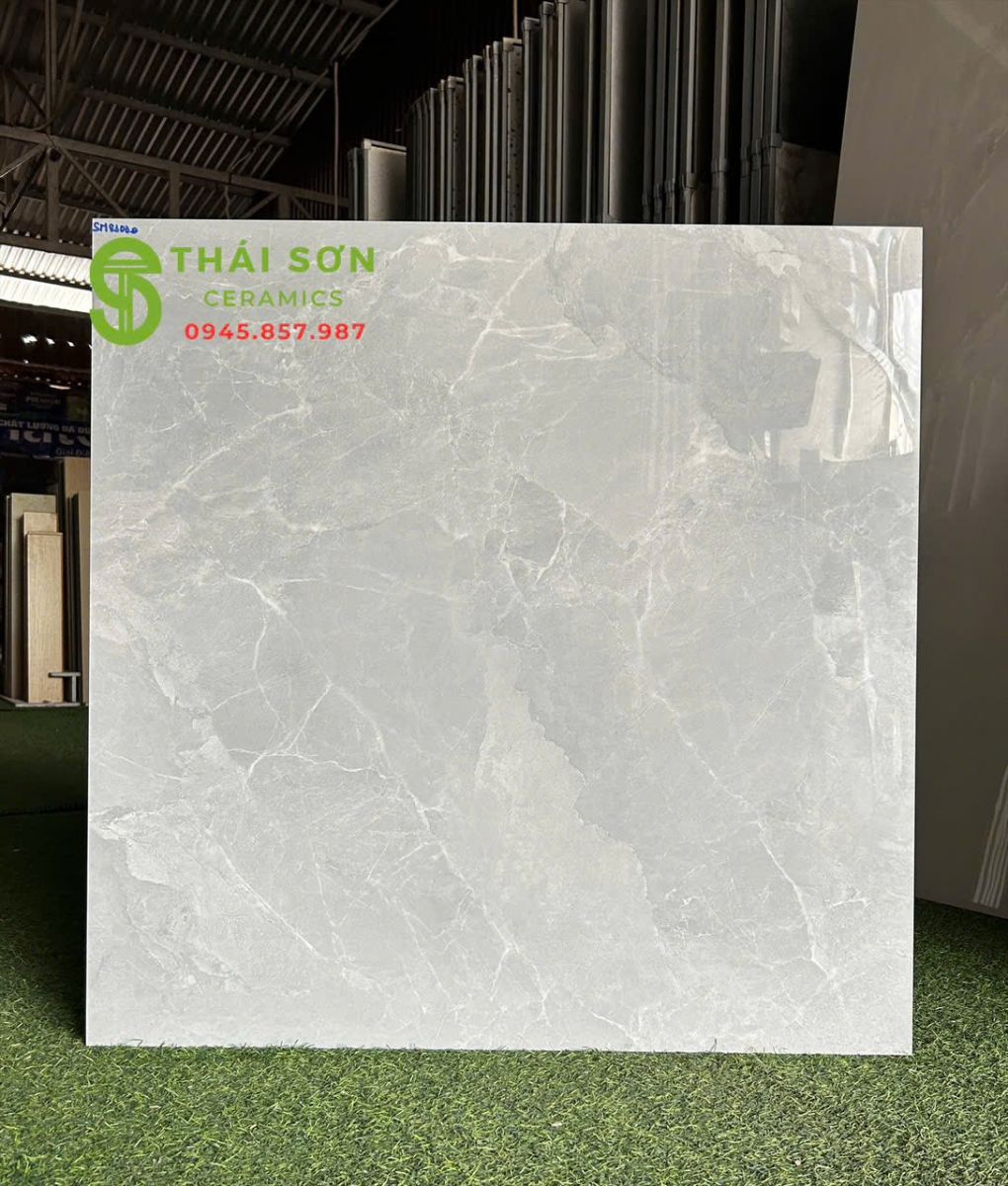 Gạch takao 80x80 lát nền bóng kiếng vân đá ghi xám