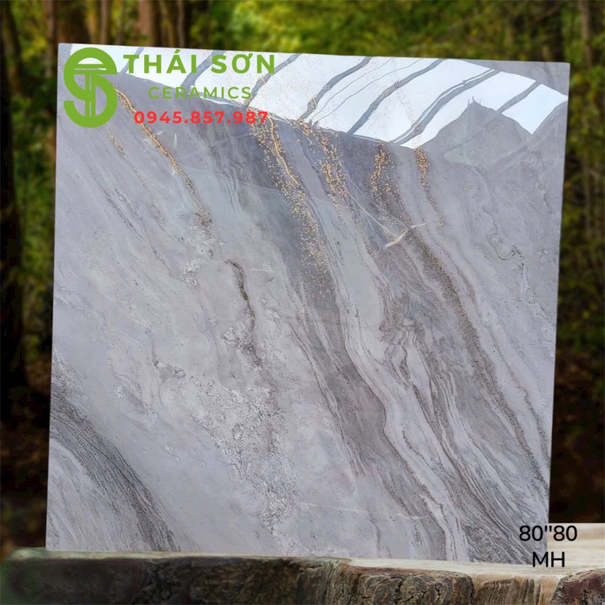 Gạch xương đá trung quốc 80x80 màu xám khắc kim