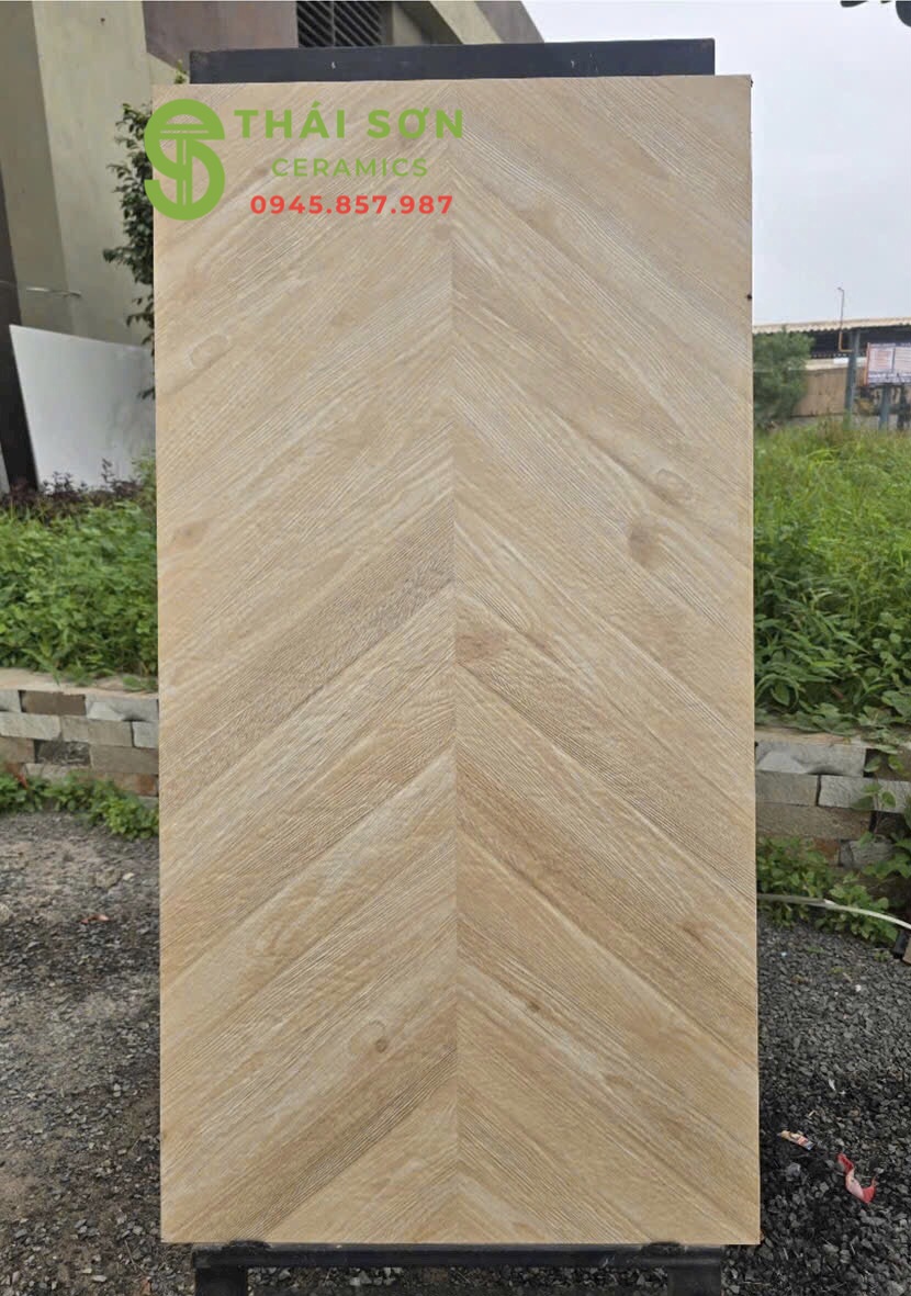 Gạch vân gỗ xương cá hiệu ứng caving 60x120