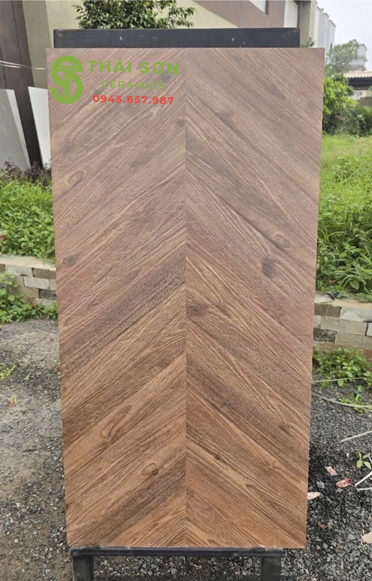 Gạch giả gỗ chéo xương cá 60x120 ốp lát cao cấp