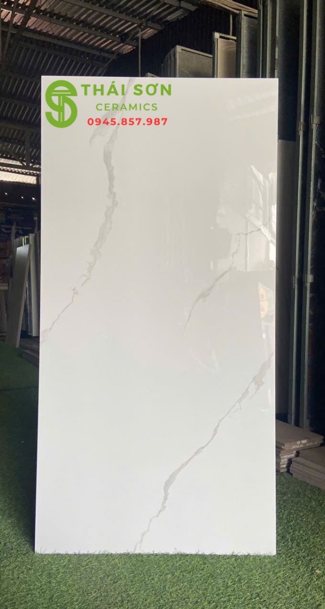 Gạch lát nền vitto 60x120 trắng vân mây bóng kiếng