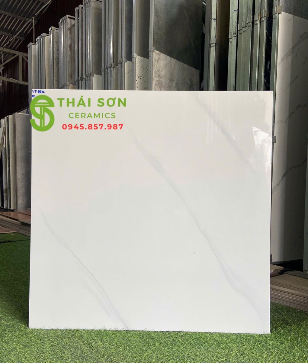 Gạch lát nền Vitto 80x80 màu trắng vân bóng kiếng