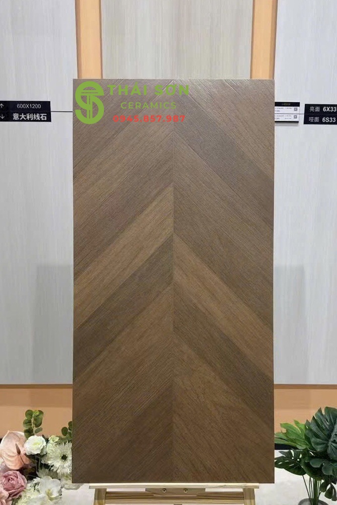 Gạch giả gỗ xương cá 60x120 trung quốc matt mờ