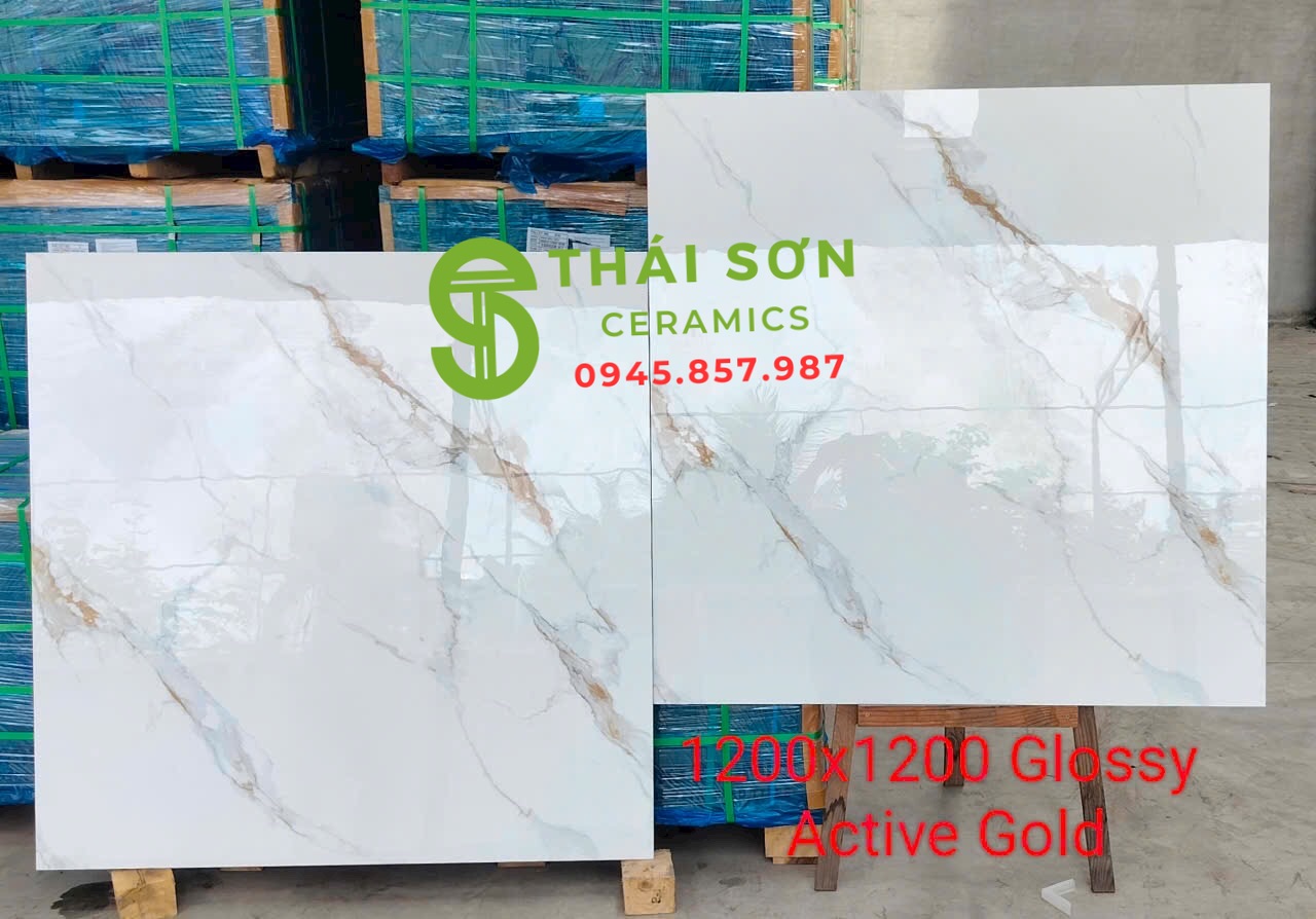 Gạch lát nền 120x120 ấn độ trắng vân vàng kim